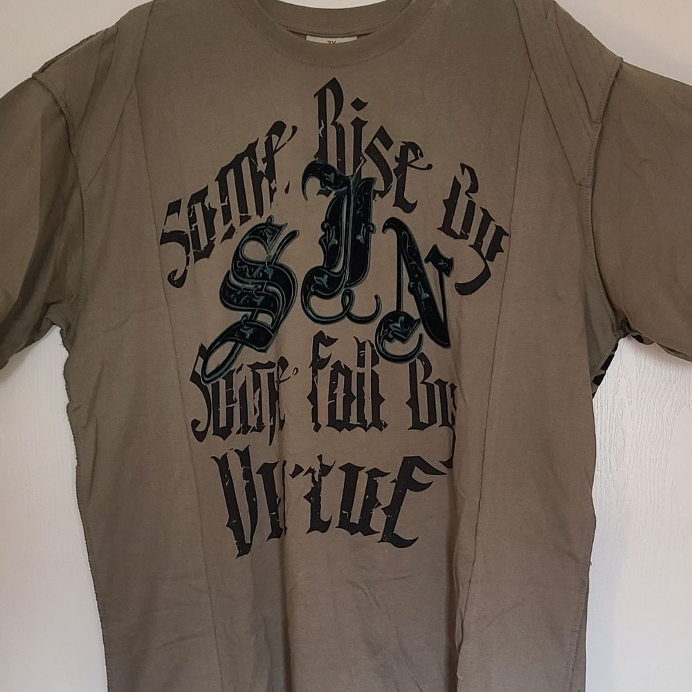 VTG Blac Label short sleeve Tshirt olive green velvet design XXL